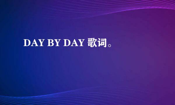 DAY BY DAY 歌词。